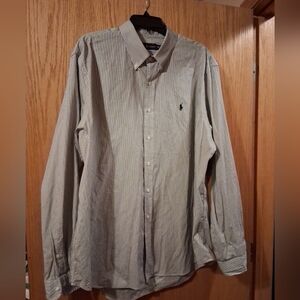 Ralph Lauren Dress Shirt Blue Label Sz XXL 26 Armp-arm Mens Blue & White Stripe
